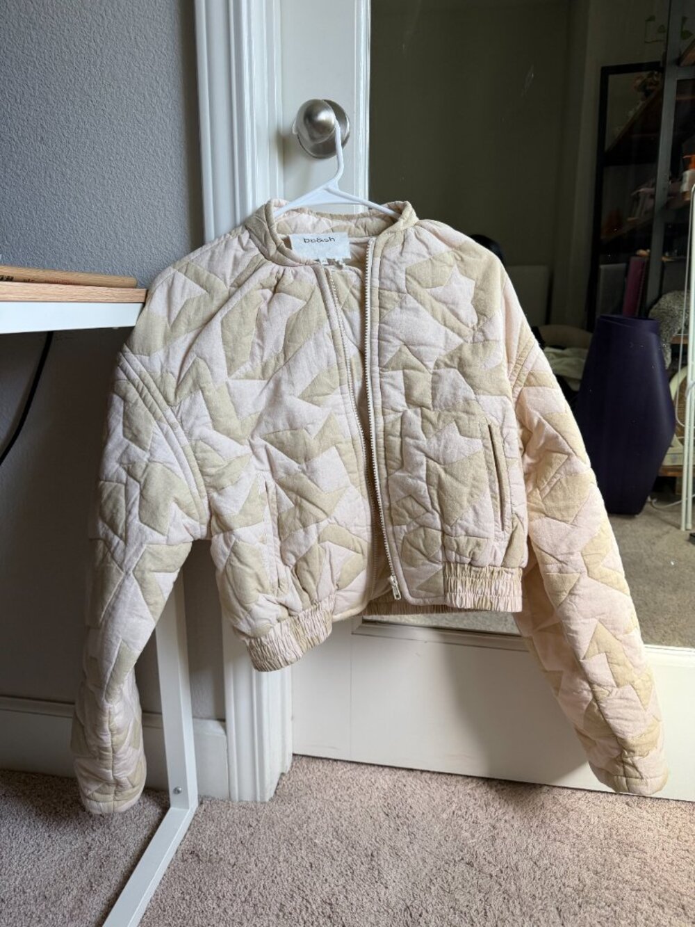 ba&sh Pacino Bomber Jacket in Off White, size XS (US 0) NWT MSRP $395